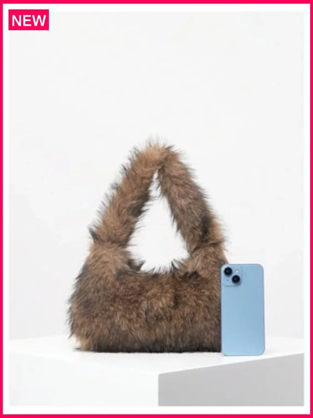 Faux Fur Crescent Shoulder Bag Hobo Tote Purse